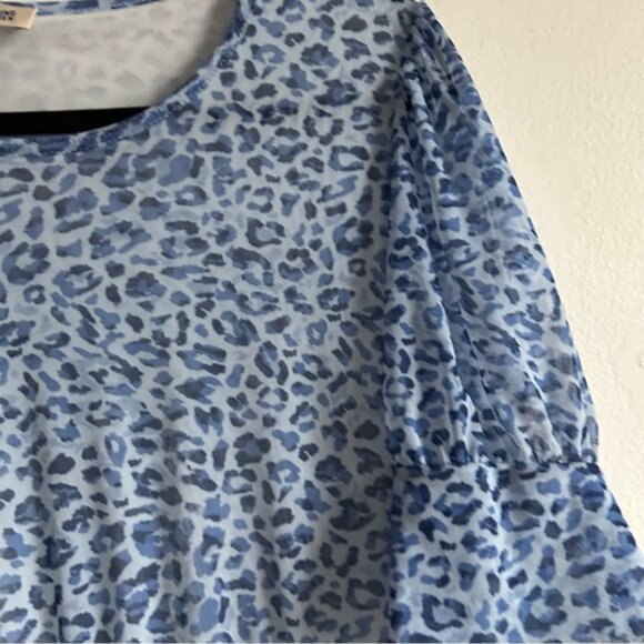 Baum Und Pferdgarten Sz XL Jocelyn Blue Mesh Leopard Print Midi Dress - Picture 9 of 13